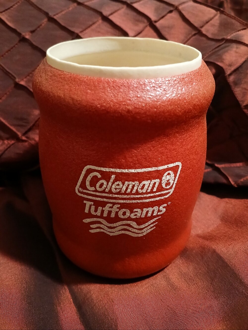 Coleman Brown Foam Can Cooler Koozie with White Interior